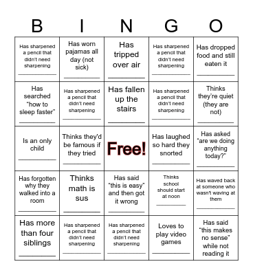 Getting To Know You Bingo Card