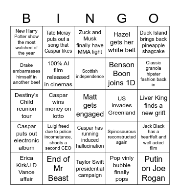 Caspar's 2026 Bingo Card