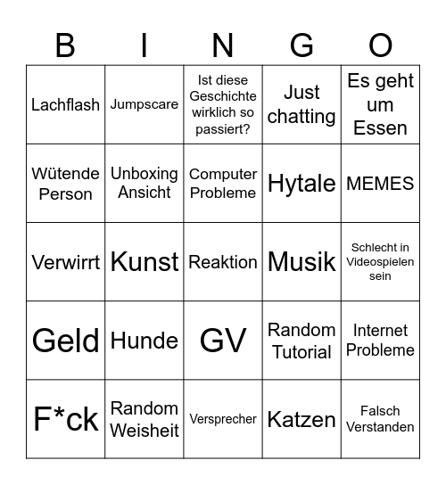 VHeart Bingo Card