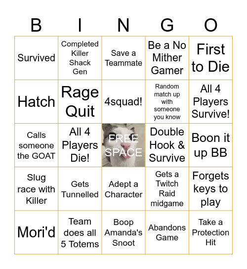 Boostless Bear DBD Bingo Card Bingo Card