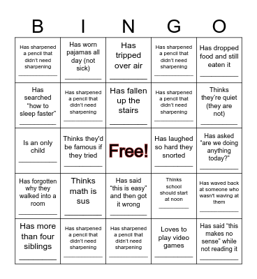 Getting To Know You Bingo Card