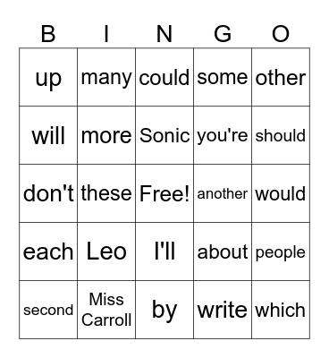 Leo's BINGO Card