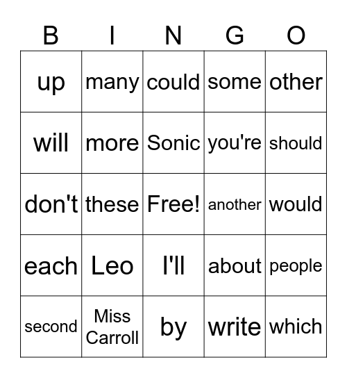 Leo's BINGO Card
