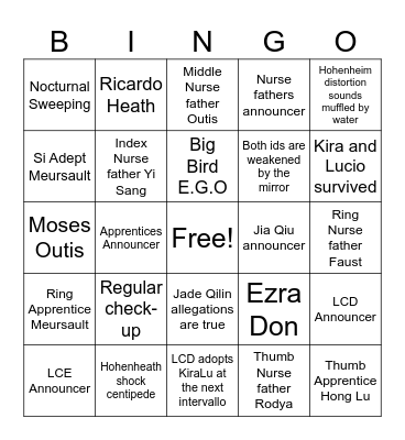 Canto 9 ids predictions Bingo Card