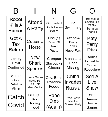2026 Bingo Card