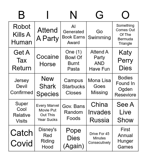 2026 Bingo Card