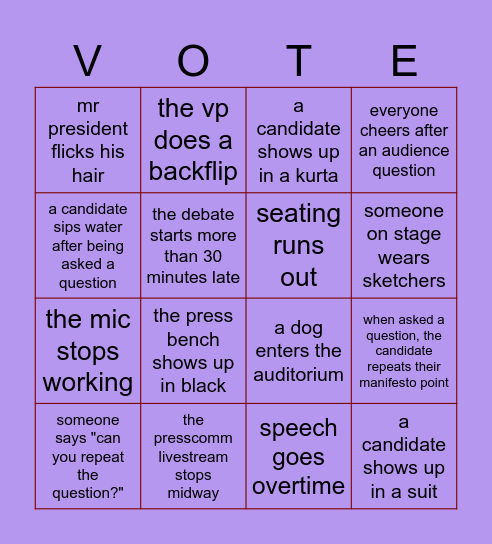 Open Discussion Forum BINGO Card