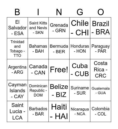 Olympics Bingo Card