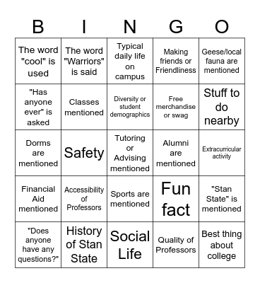 Field Trip Bingo! Bingo Card