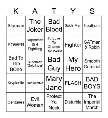 Capes & Choas Bingo Card