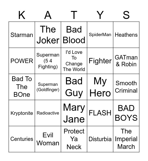 Capes & Choas Bingo Card