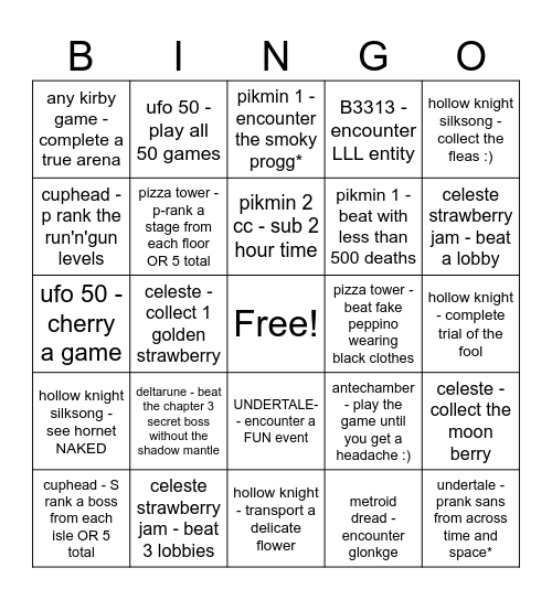 G A M E R R R R R R R R R R R R R R R R Bingo Card