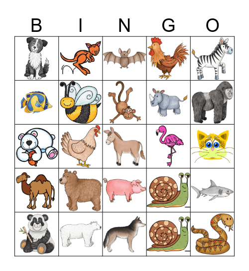 Tiere Bingo Card