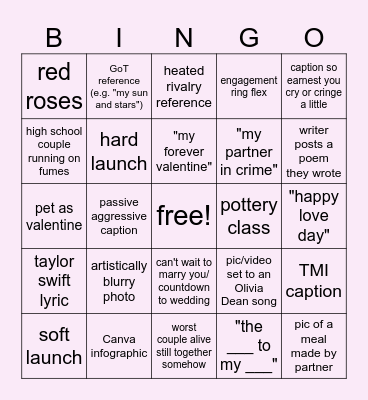 valentine's bingo 2026 Bingo Card