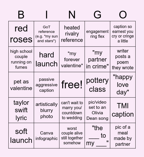 valentine's bingo 2026 Bingo Card