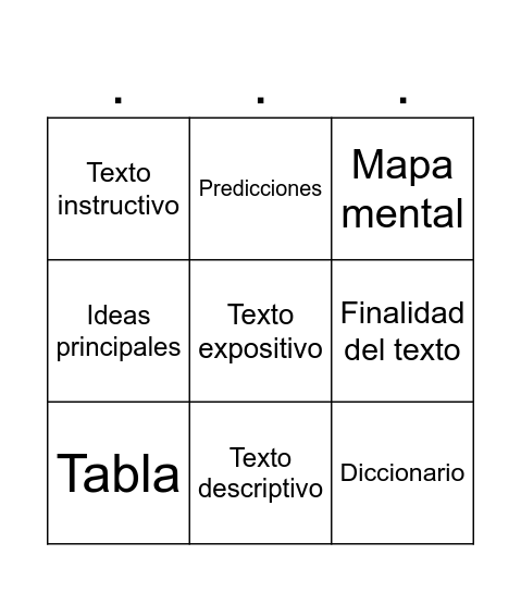 Estrategias de lectura Bingo Card