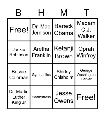 Black History Month Trivia Bingo Card