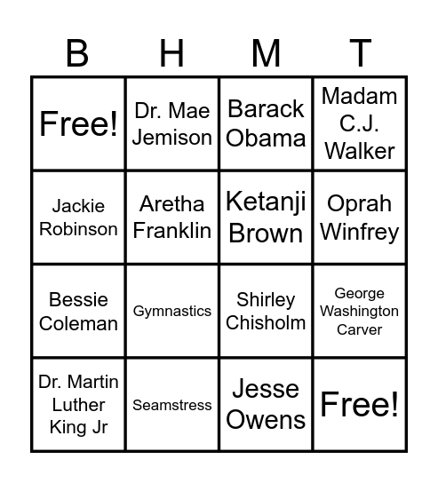 Black History Month Trivia Bingo Card
