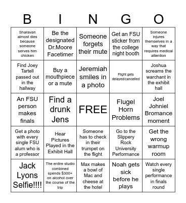 FSU NTC Bingo Card Bingo Card