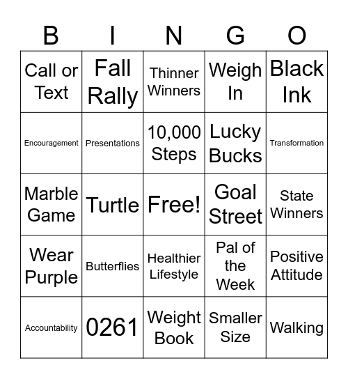 TOPS Bingo 0261 Bingo Card