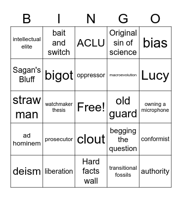 Defeating Darwinism Bingo Card