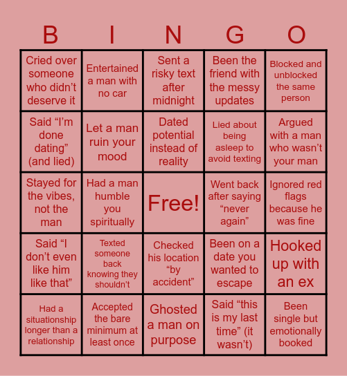 Gals Time Bingo Card