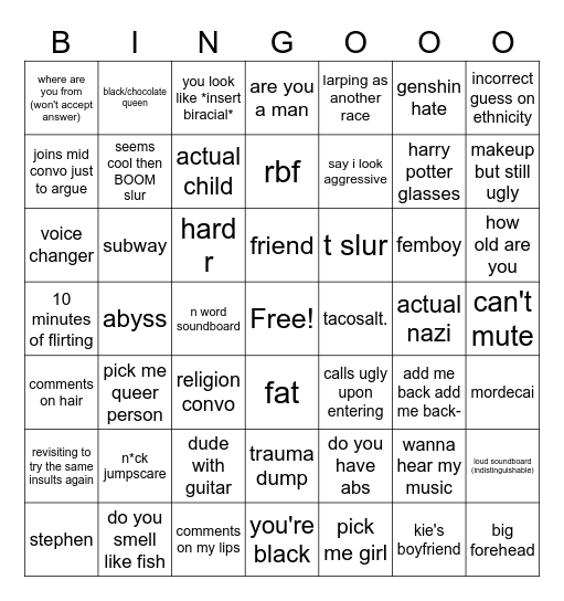 Discord rot Bingo Card