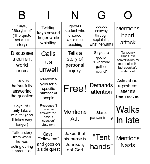 ULTIMATE JOHNSON BINGO Card