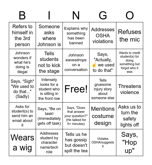 ULTIMATE JOHNSON BINGO Card