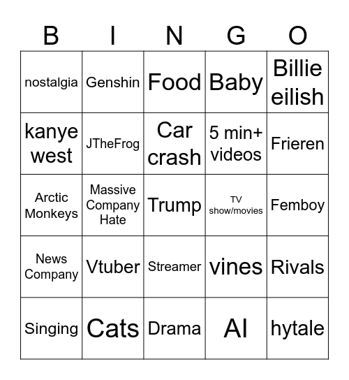 TikTok Bingo Card