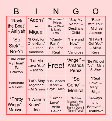R & Bingo Card