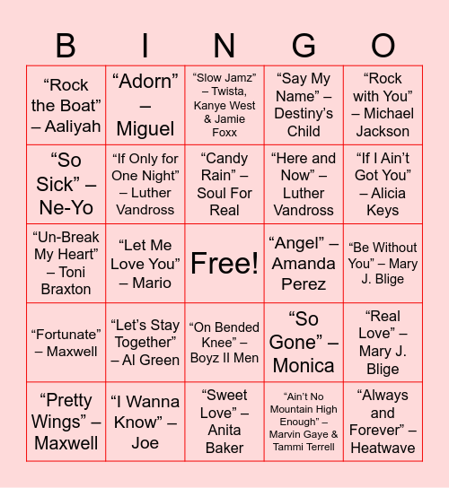 R & Bingo Card