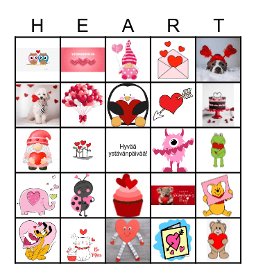 Valentines Day Bingo Card