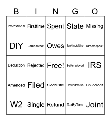 Tax Season Bingo Card
