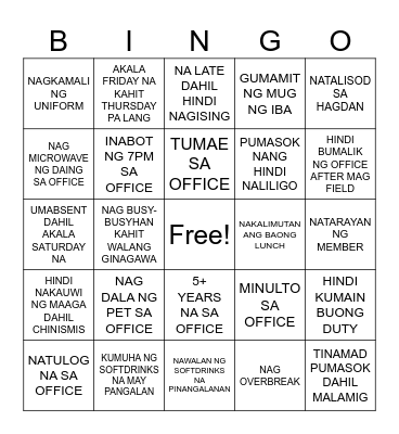 OFFICE BINGO Card