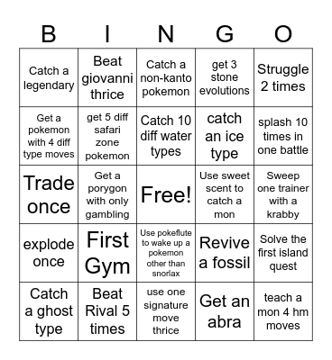 POKE Bingo Card