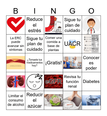 Heart & Kidney Health Bingo Card
