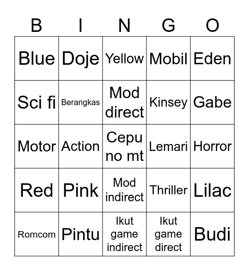 Bingo with Doje Bingo Card