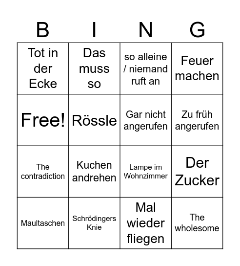 Grandmas Bingo Card