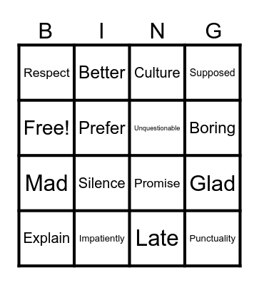 Conversation 3 Bingo Card