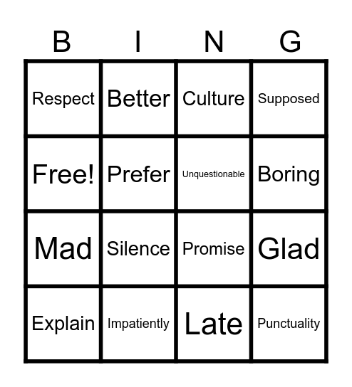 Conversation 3 Bingo Card