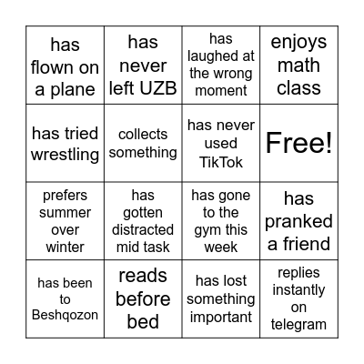 Find someone who.... Bingo Card
