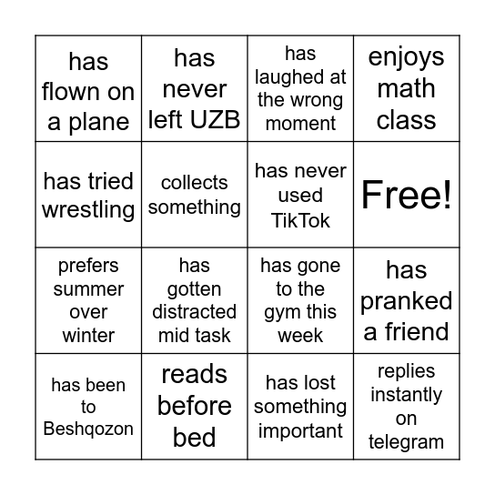 Find someone who.... Bingo Card