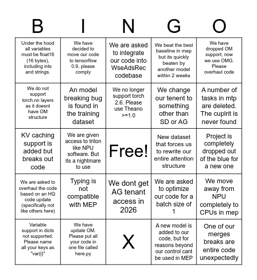 HQ 2026 FUN Bingo Card