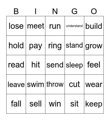 Irregular verbs Bingo Card