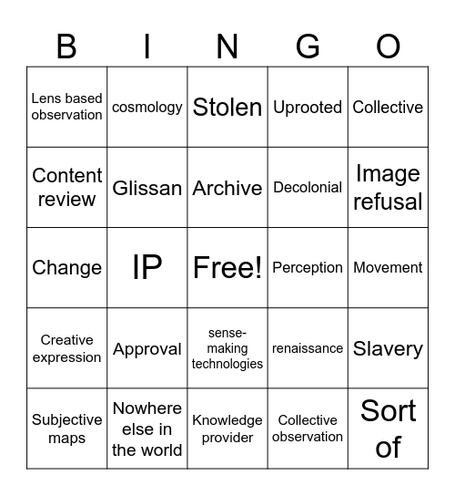 Biennale bingo Card