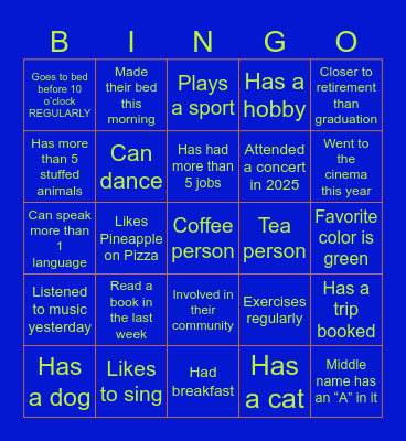 Get to Know Your Peers Bingo Card