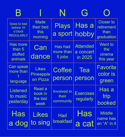 Get to Know Your Peers Bingo Card