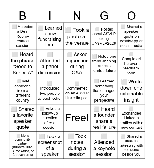 ASVLP 2026 Bingo Card