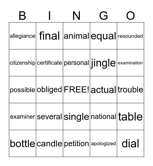 A Very Important Day Bingo Card